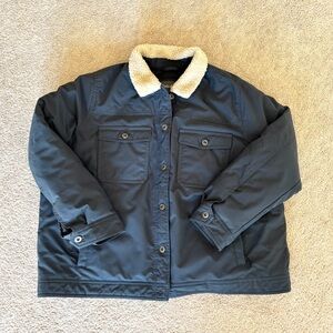 Eddie Bauer Women’s Down Emmons Trucker Blue Button Up Winter Coat